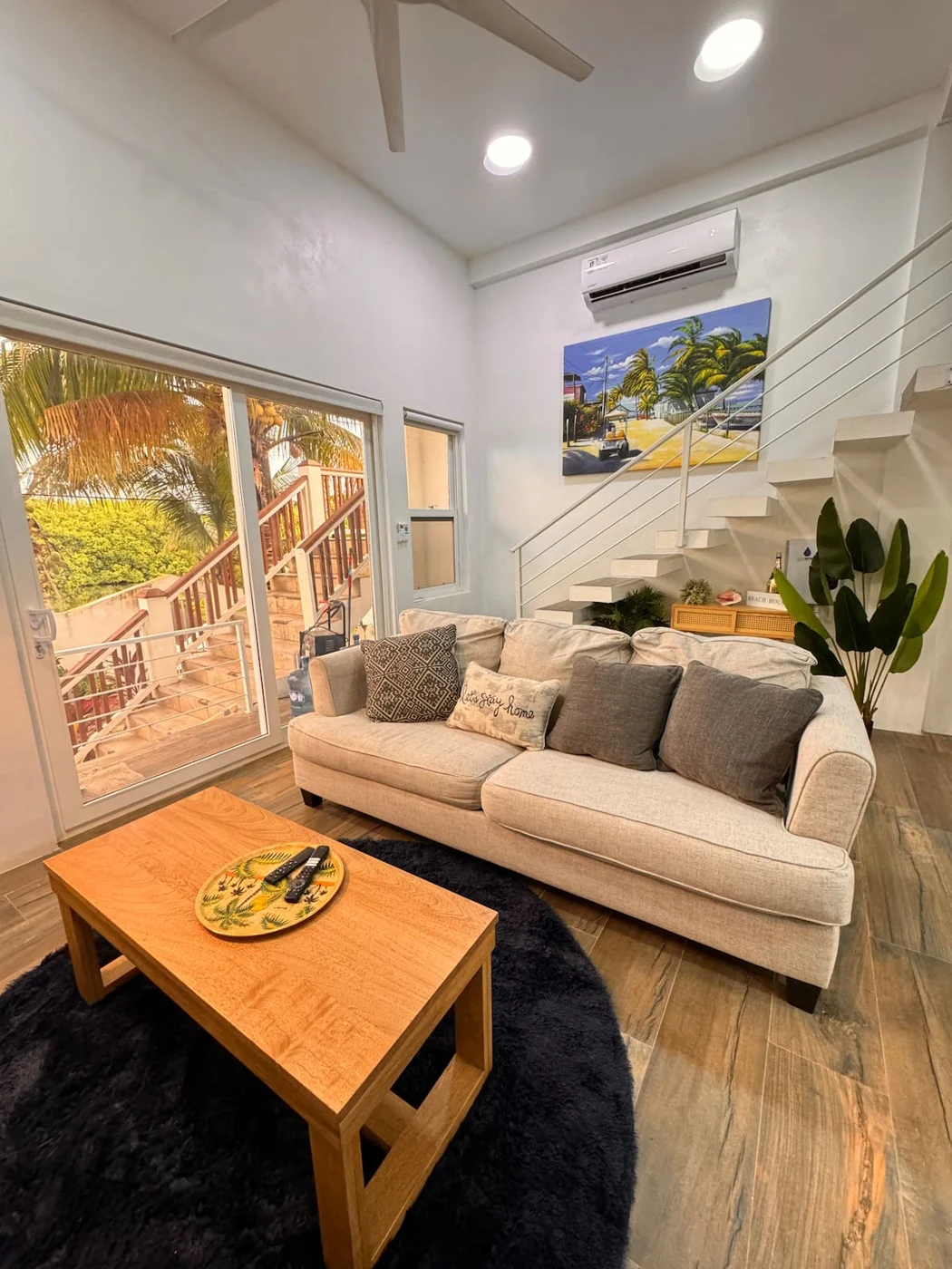 The bright living room of Casa Seakarus in-town loft